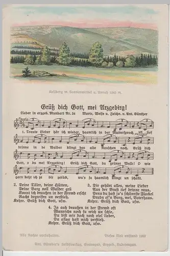 (69101) Künstler AK Liedkarte, Anton Günther, Grüß dich Gott, vor 1945