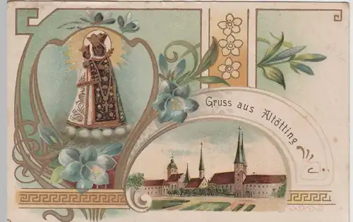 (68320) AK Gruss aus Altötting, Litho mit Golddruck 1909