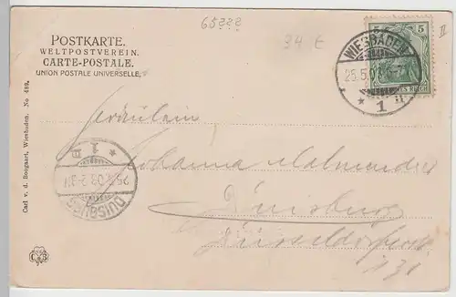 (67961) AK Wiesbaden-Sonnenberg, Gesamtansicht v.d. Wilhelmshöhe, 1903