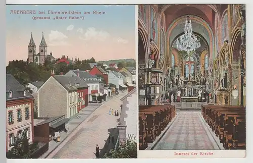 (67868) AK Arenberg b. Ehrenbreitstein, Roter Hahn, Inneres d. Kirche, v. 1945