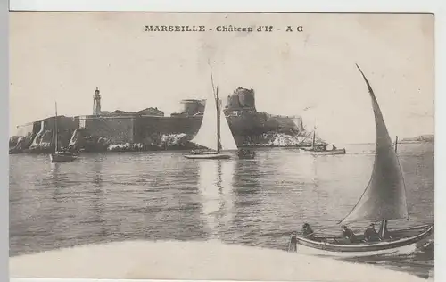 (67599) AK Marseille, Château d’If, Segelboote 1919