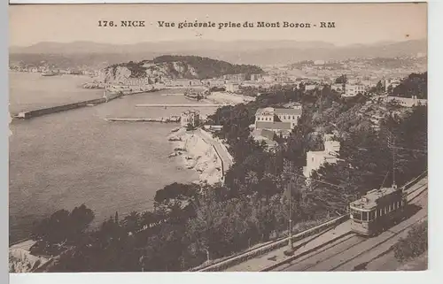 (67577) AK Nice, Nizza, Panorama, Mont Boron, Straßenbahn, vor 1945
