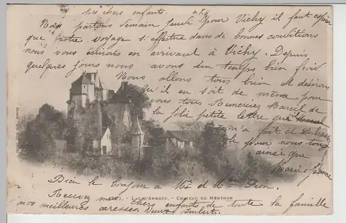 (67429) AK Le Lac d'Annecy, Chateau de Menthon 1904