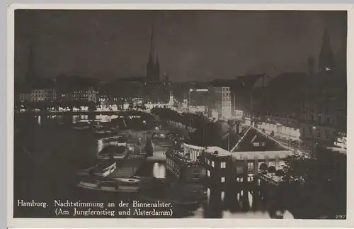 (66471) Foto AK Hamburg, Nachtstimmung an der Binnenalster, 1937