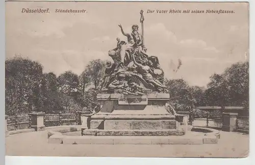 (66310) AK Düsseldorf, Ständehausstraße, Vater Rhein, 1912