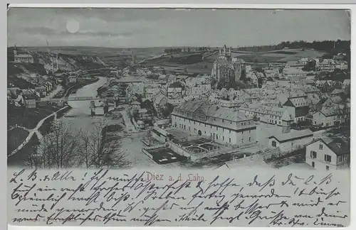 (65785) AK Diez a.d. Lahn, Gesamtansicht Mondscheinkarte 1898