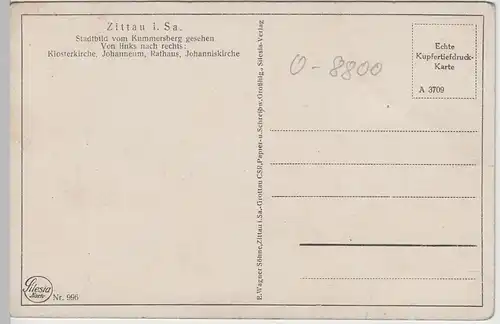 (65191) AK Zittau, Gesamtansicht vom Kummersberg vor 1945