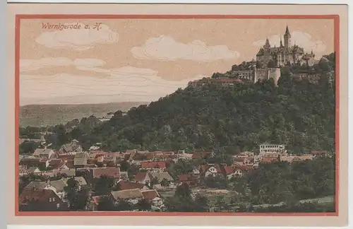 (64909) AK Wernigerode, Harz, Panorama mit Schloss, vor 1945