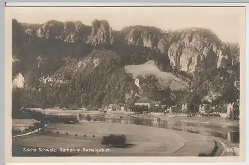 (64631) Foto AK Sächs. Schweiz, Rathen mit Basteigebiet, vor 1945