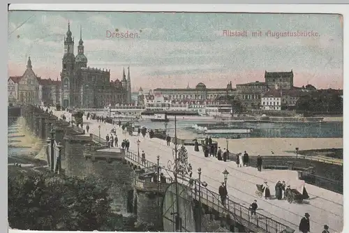 (64183) AK Dresden, Altstadt mit Augustusbrücke, Oper 1906