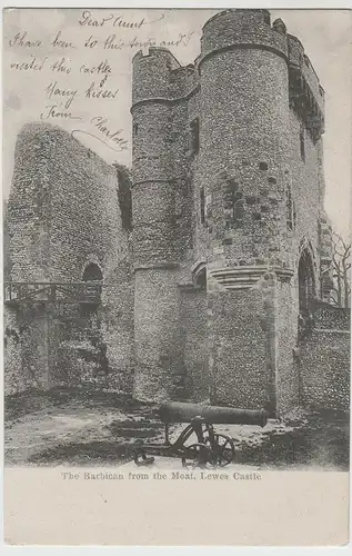 (65517) AK Lewes Castle, Barbican from the Moat, 1906