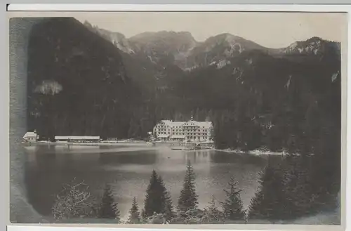 (65501) Foto AK Pragser Wildsee, Blick zum Hotel 1921