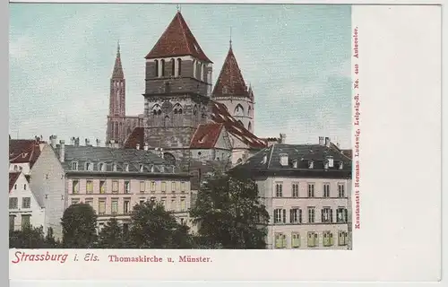 (65421) AK Strasbourg, Straßburg, Thomaskirche und Münster bis 1905