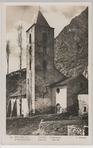 (65359) Foto AK Canillo a. Andorra, Kirche, vor 1945