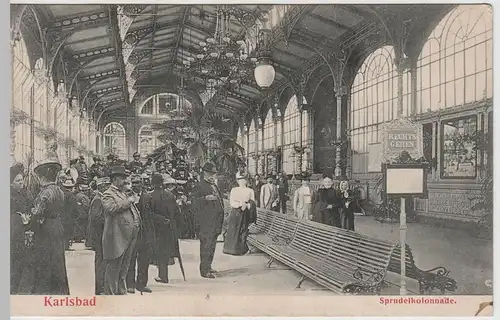 (65327) AK Karlsbad, Karlovy Vary, Inneres der Sprudelkolonnade 1906
