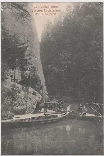 (65324) AK Böhm. Schweiz, Edmundsklamm, Vordere Bootsstation vor 1945