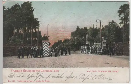 (65269) AK Truppenübungsplatz Zeithain, Vor dem Eingang ins Lager 1906