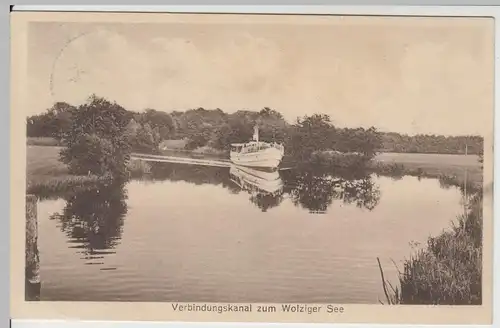 (65256) AK Wolziger See, Verbindungskanal mit Passagierschiff, 1930