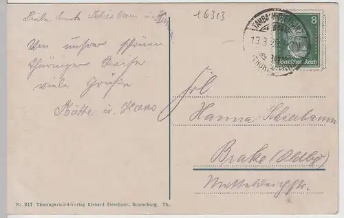 (65137) AK Manebach-Kammerberg m. Kickelhahn, Bl. v.d. Marienquelle 1928