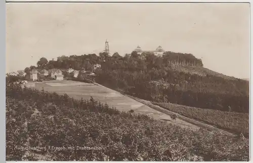 (64981) Foto AK Augustusburg, Panorama m. Drahtseilbahn 1943