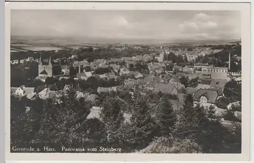 (64941) Foto AK Gernrode am Harz, Panorama, Blick vom Steinberg 1932