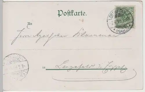 (64938) AK Gruß aus Gernrode am Harz, Hotel Stubenberg 1899