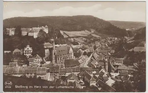 (64936) Foto AK Stolberg, Harz, Panorama, Blick von d. Lutherbuche, v. 1945
