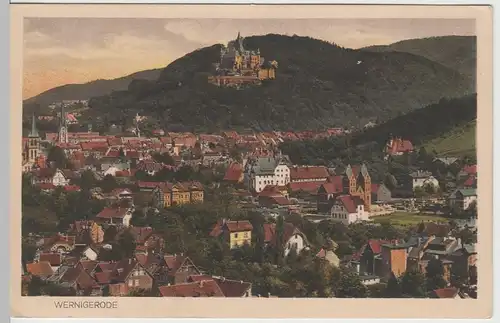 (64911) AK Wernigerode, Harz, Panorama mit Schloss, vor 1945