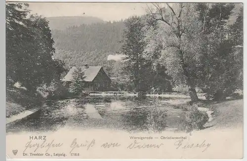 (64905) AK Wernigerode, Harz, Christianental, Forsthaus 1902