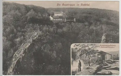 (64884) AK Harz, Roßtrappe, Echoschießen, aus Kartenheft, vor 1945