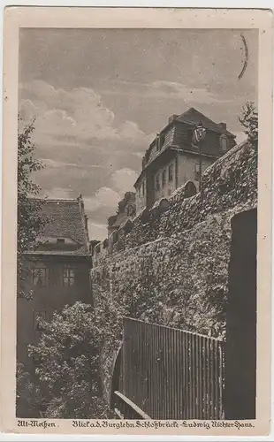 (64821) AK Alt-Meißen, Ludwig-Richter-Haus, Burglehn, Schlossbrücke 1923