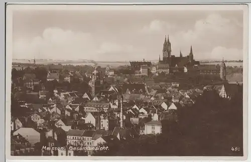 (64804) Foto AK Meißen, Panorama mit Dom u. Albrechtsburg, vor 1945