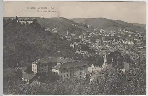 (64791) AK Blankenburg, Harz, Panorama, Blick vom Großvater 1910