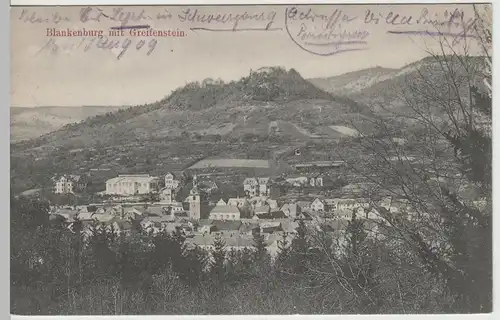 (64782) AK Bad Blankenburg, Panorama mit Burg Greifenstein 1909