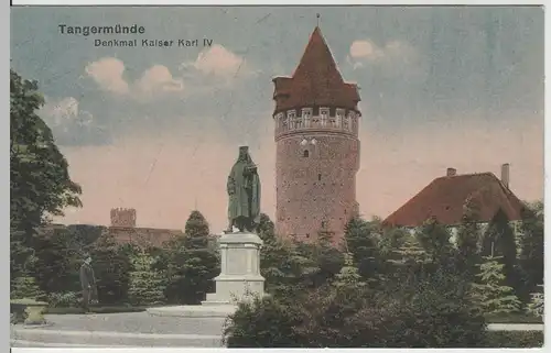 (64773) AK Tangermünde, Burg, Denkmal Kaiser Karl IV., 1921