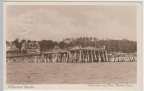 (64768) AK Ostseebad Bansin, Seebrücke mit Haus Maria Carla 1930