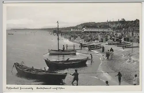 (64752) AK Ostseebad Zinnowitz, Badestrand, Blick nach Osten, vor 1945