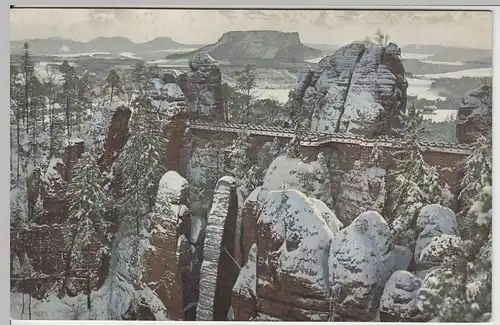 (64671) AK Sächs. Schweiz, Basteibrücke im Winter 1910er