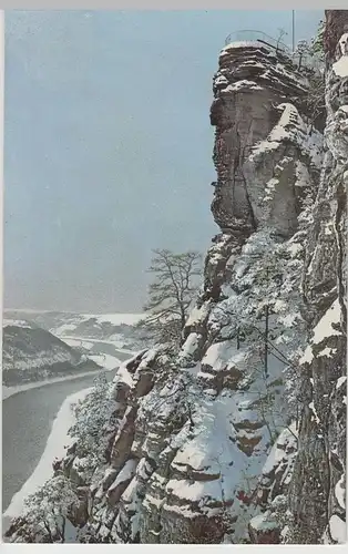 (64667) AK Sächs. Schweiz, Basteifelsen im Winter 1910er