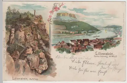 (64644) AK Sächs. Schweiz, Lilienstein, Aufstieg 1903