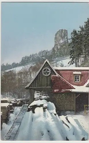 (64638) AK Sächs. Schweiz, Rathen im Winter, Sägemühle vor Talwächter 1910er