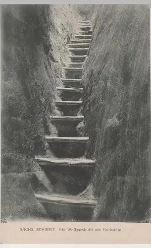 (64622) AK Sächs. Schweiz, Wolfsschlucht am Hockstein, vor 1945