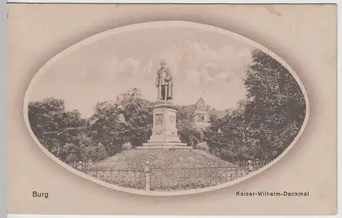 (64606) AK Burg bei Magdeburg, Kaiser-Wilhelm-Denkmal, vor 1945