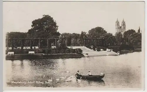 (64575) Foto AK Magdeburg, Adolf-Mittag-See, Stadtpark 1929