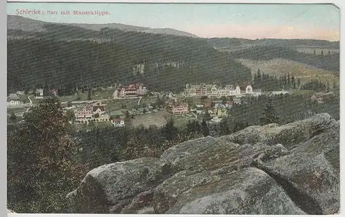 (64563) AK Schierke, Harz, Panorama, Blick von der Mauseklippe 1910