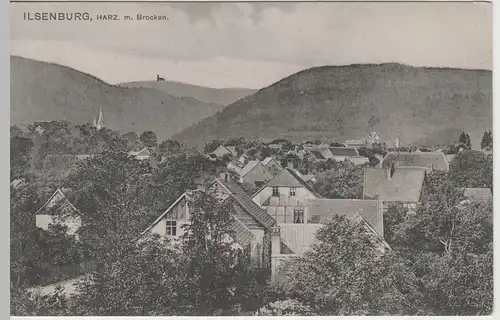 (64544) AK Ilsenburg, Harz, Panorama, Blick Richtung Brocken, vor 1945