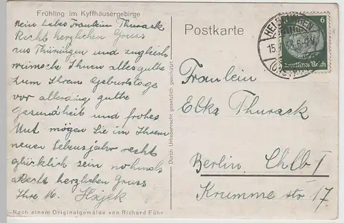 (64527) AK Gemälde, Richard Führ, Steinthaleben, Kyffhäuserdenkmal 1933