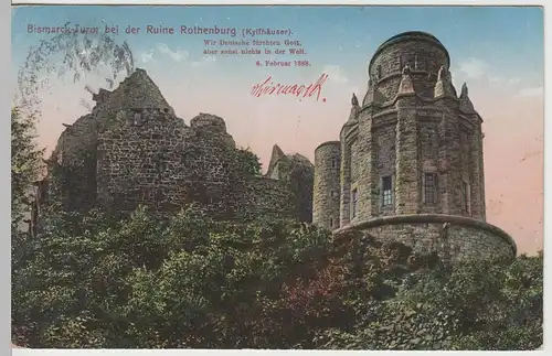 (64526) AK Steinthaleben, Rothenburg, Bismarckturm, Feldpost, um 1917