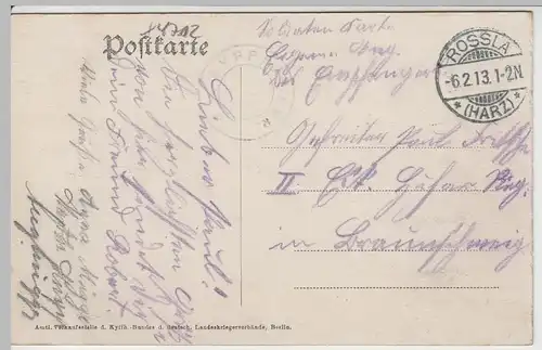 (64525) AK Steinthaleben, Kyffhäuserdenkmal, Soldatenkarte 1913