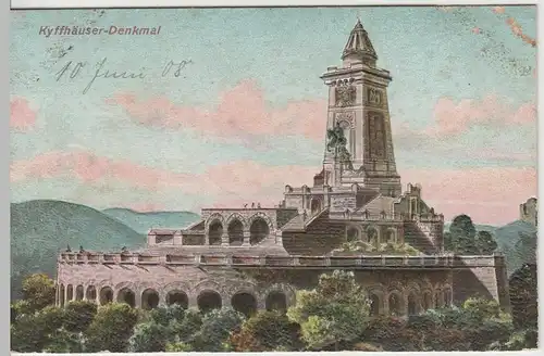 (64523) AK Steinthaleben, Kyffhäuserdenkmal, Reliefkarte 1908